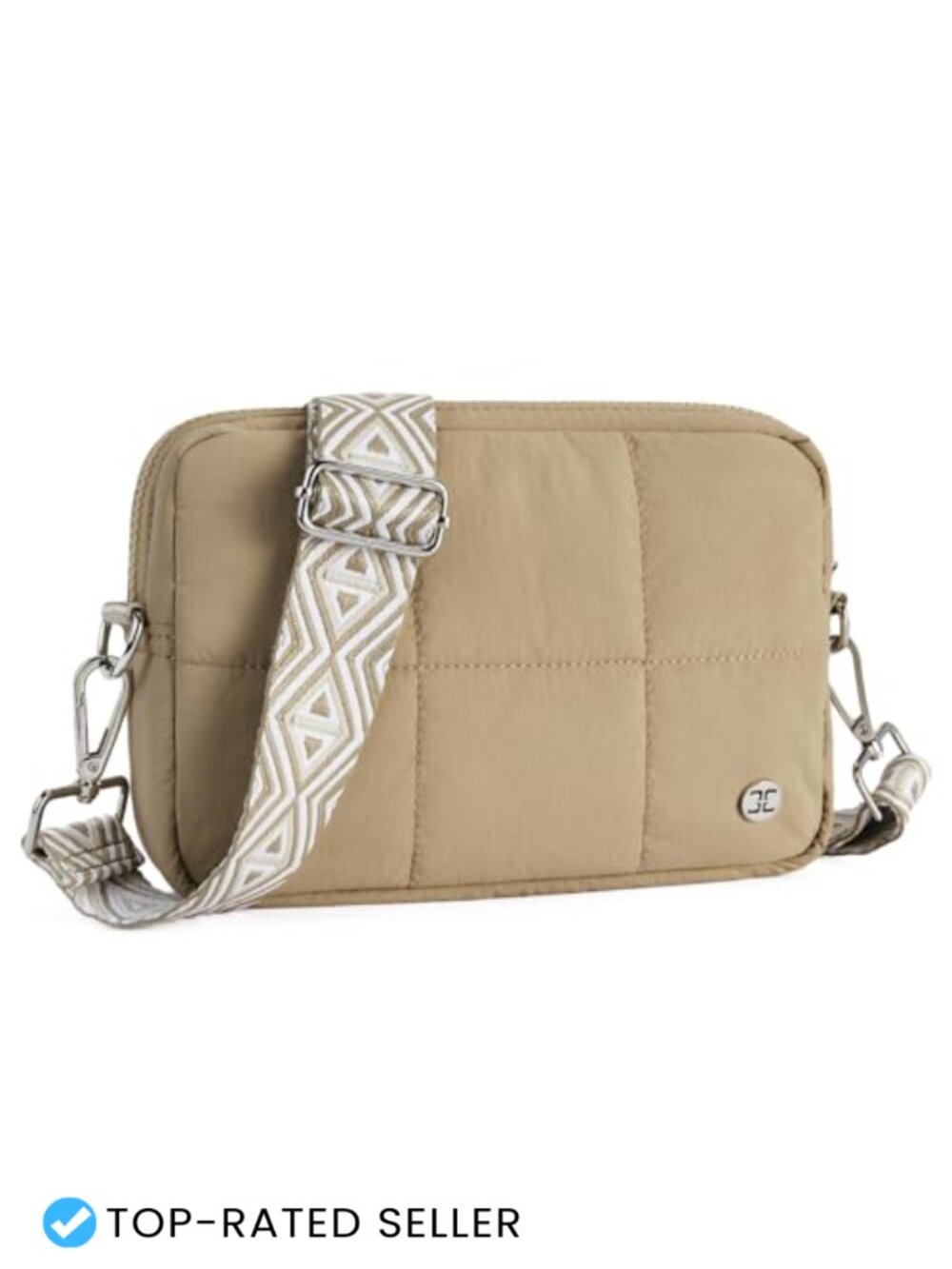 Quilted Crossbody Bag Lightweight Nylon Puffer Purse Adjustable Guitar Strap